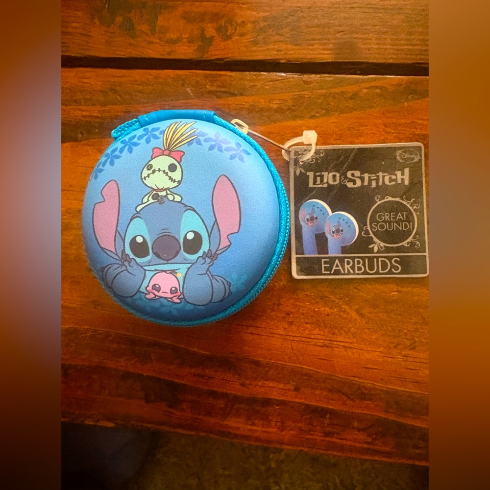 Lilo & Stitch Blue Earbuds with Case